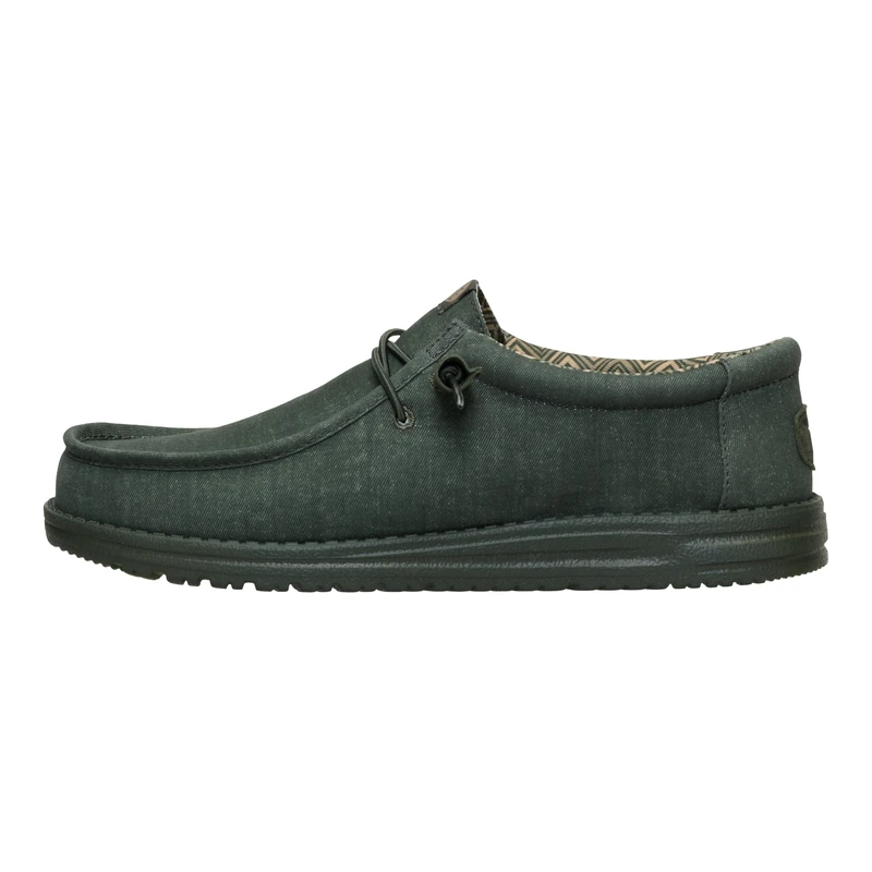 HEYDUDE Men Wally Stretch Canvas Deep Green Casual Moccasin 46 EU