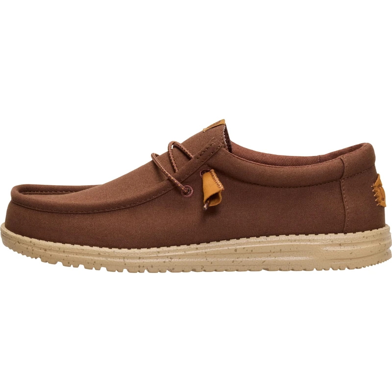 HEYDUDE Wally Canvas, Men's Slip-on Loafer Shoes, Brown, 9 UK
