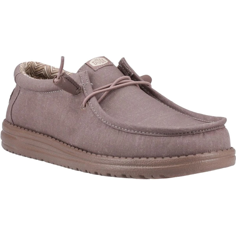 HEYDUDE Men Wally Stretch Canvas Deep Taupe Casual Moccasin 43 EU