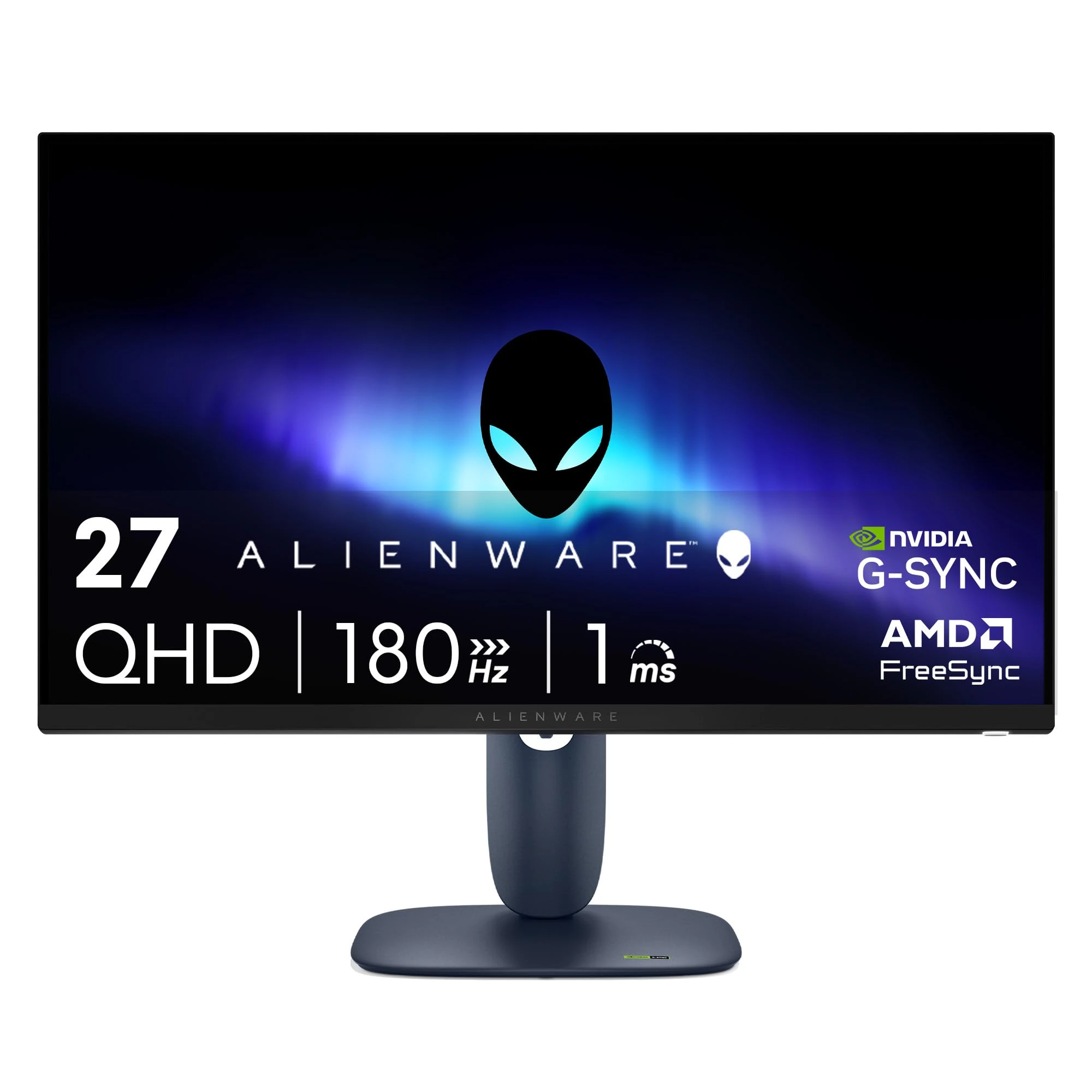 Alienware 27 Gaming Monitor - AW2725DM, QHD (2560x1440), 180Hz, Fast IPS, 1ms, NVIDIA G-SYNC Compatible, AMD FreeSync, 95% DCI-P3, HDR400, DisplayPort, 2 HDMI, 3 USB, 3 Year Warranty