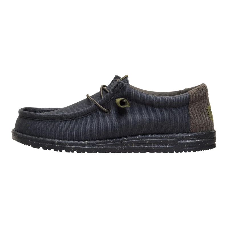 HEYDUDE - Men's Wally Waxed Casual Black - Slip-On Shoes - Loafer Style - 6 UK