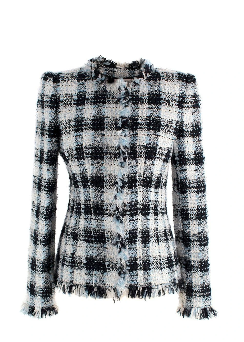 Alexander McQueen Pre-loved Blue and Black Check Tweed Jacket
