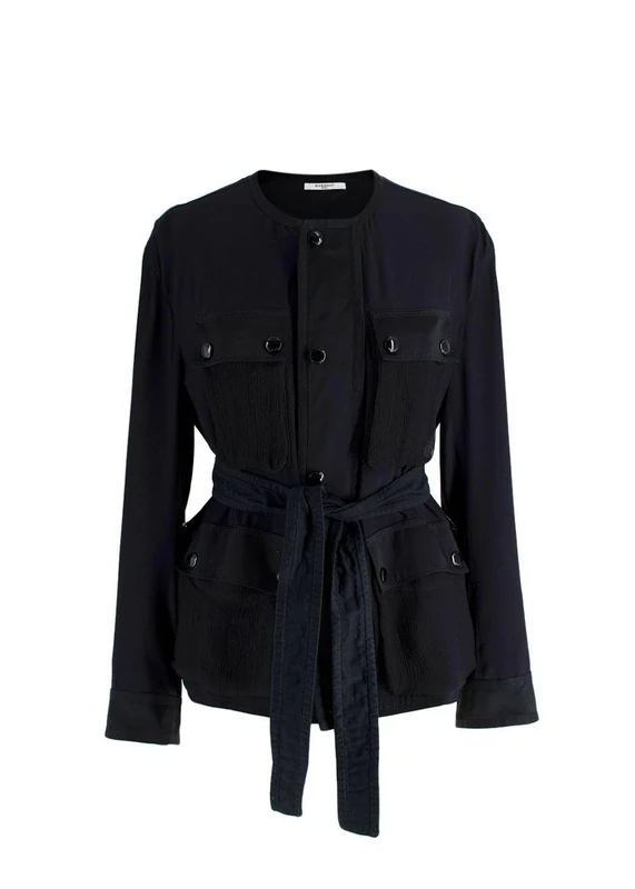 Givenchy Pre-loved Black Belted Silk Blend Utility Jacket