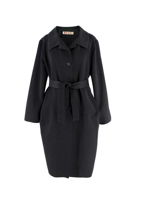 Marni Pre-loved Charcoal Belted Wool Blend Coat