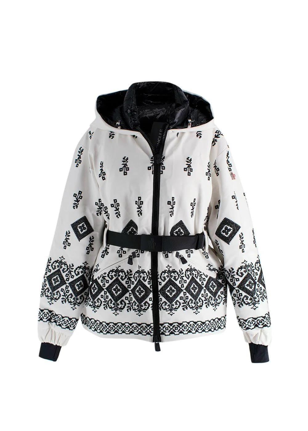 Moncler Pre-loved White Embroidered Gardena Ski Jacket