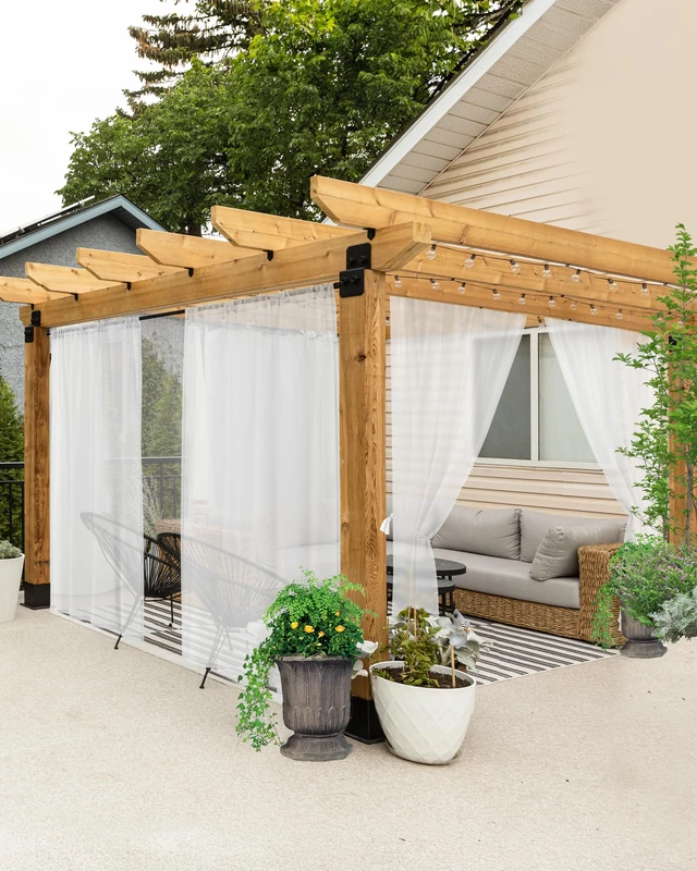 Rod Pocket Outdoor Sheer Curtains for Patio 6 Pcs 100x120 In White