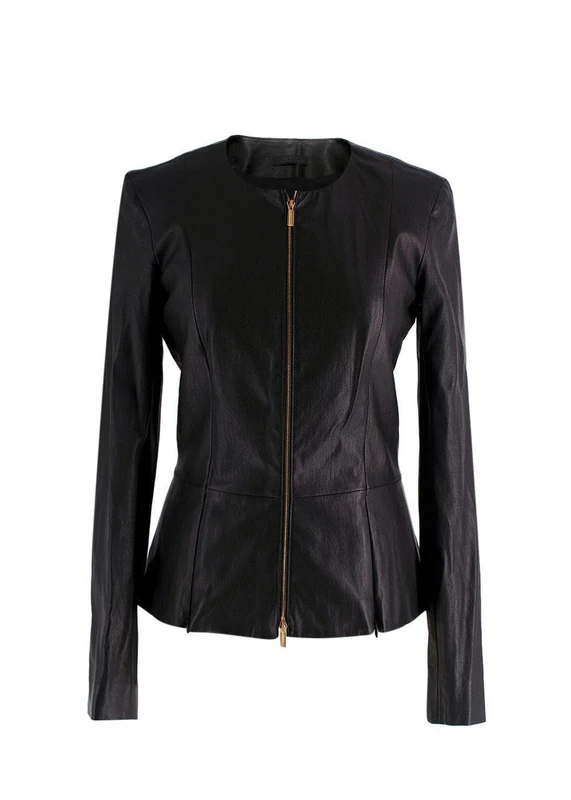 Pre-loved The Row Black Essentials Anasta Leather Peplum Jacket