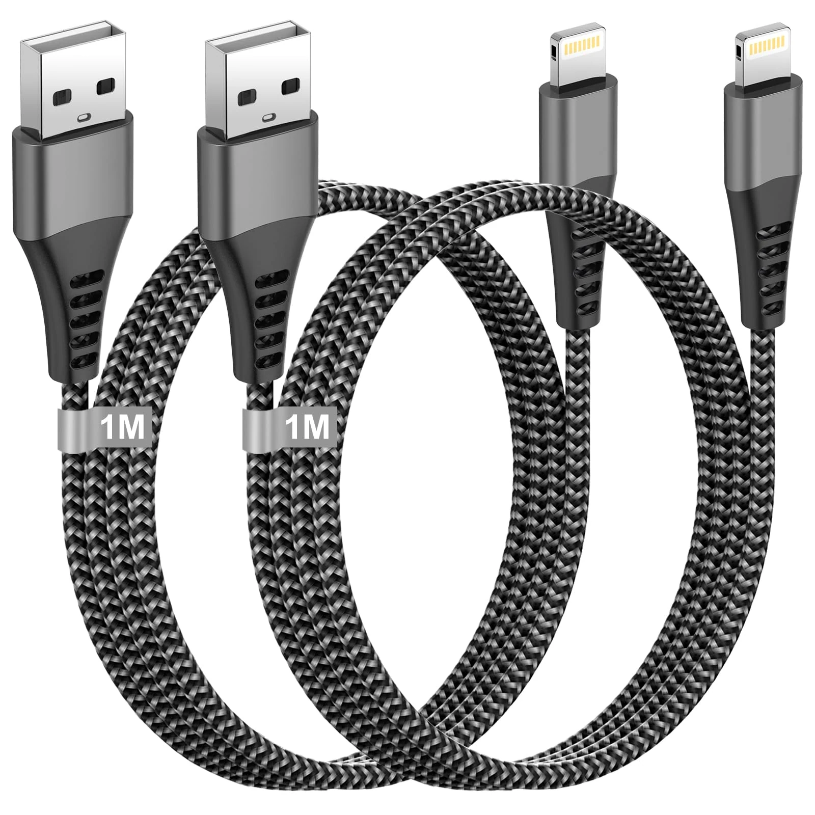 iPhone Charger Cable 1M 2Pack, [MFi Certified]USB to Lightning Cable iPad Charger Cord Nylon Apple USB Cord Fast Charging iPad Lead Wire for Apple iPhone 14 14 Plus 14 Pro 13 12 11 XR XS X 8 7 6 SE 5S