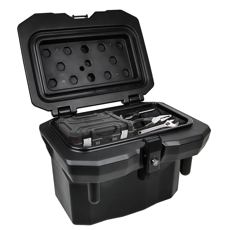 RERPRO UTV Bed Storage Box Compatible with 2016-2025 Polaris Ranger 1000/XP 900 570 500 General 1000 Accessories Cargo Boxes Rear Trunk Organizer, UTVs Tool Box, Waterproof, With Lock, 21L/5.5GAL