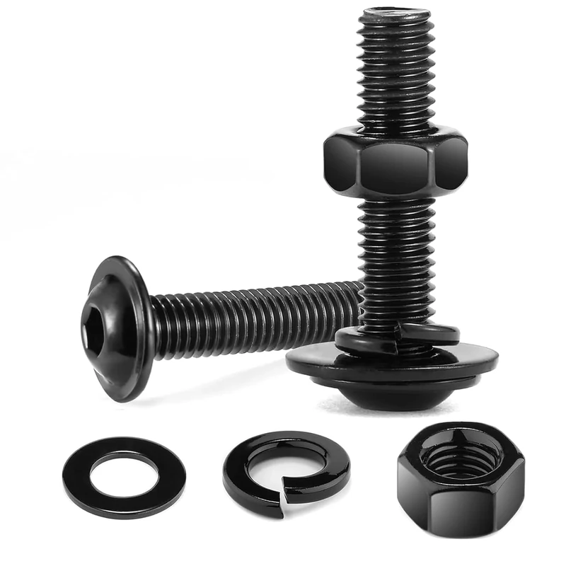 10Pcs M6 Bolts, M6 x 25mm Flanged Button Head Socket Cap Bolt Screws, Black Oxide 304 Stainless Steel Nuts and Bolts, Allen Screws, Flat & Lock Washers, Nuts and Bolts Assortment Kit by Wavanta