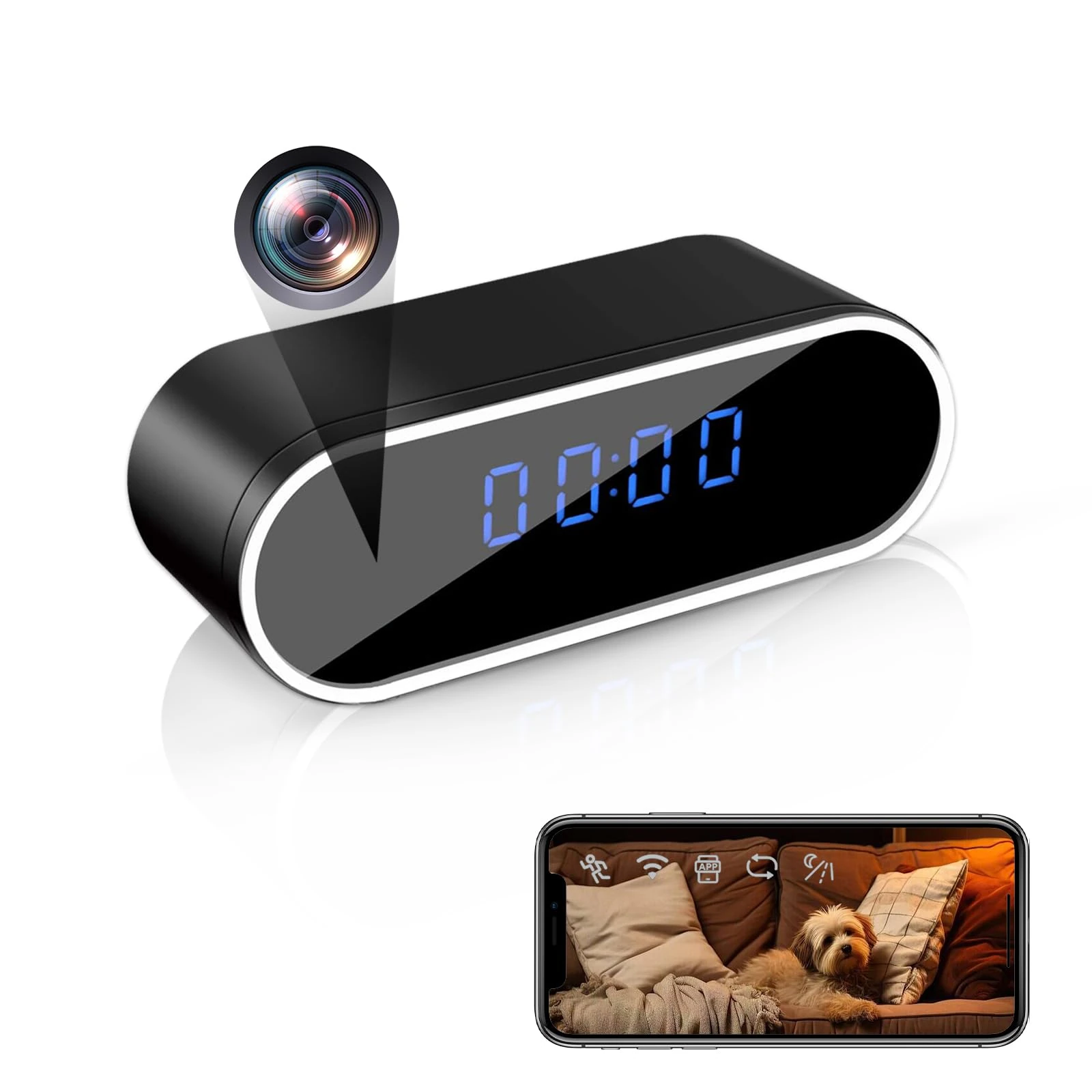 RUMUCF WiFi Clock Camera 1080P Video Recorder Indoor Security Cam Night Vision Motion Detection Covert Nanny Cam Wireless Small Security Camera for Home