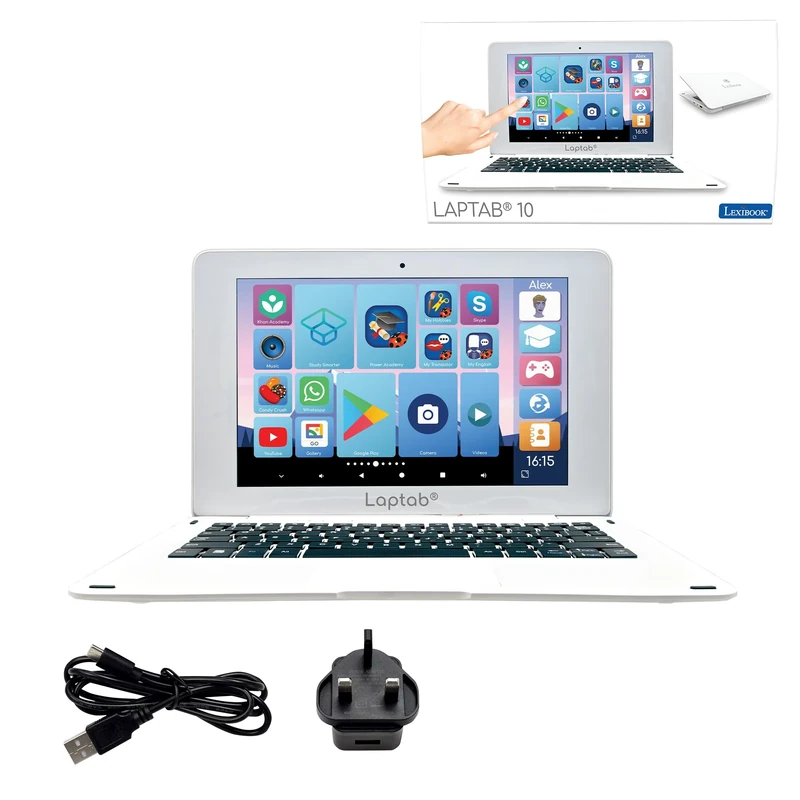 LEXIBOOK, LAPTAB® 10 Inches Version 11, Laptop with LCD Touch Screen, Designed for The Whole Family, Educational and Fun Content, Powered by Android™, Parental Control, Ultra Thin and Light, LT11EN