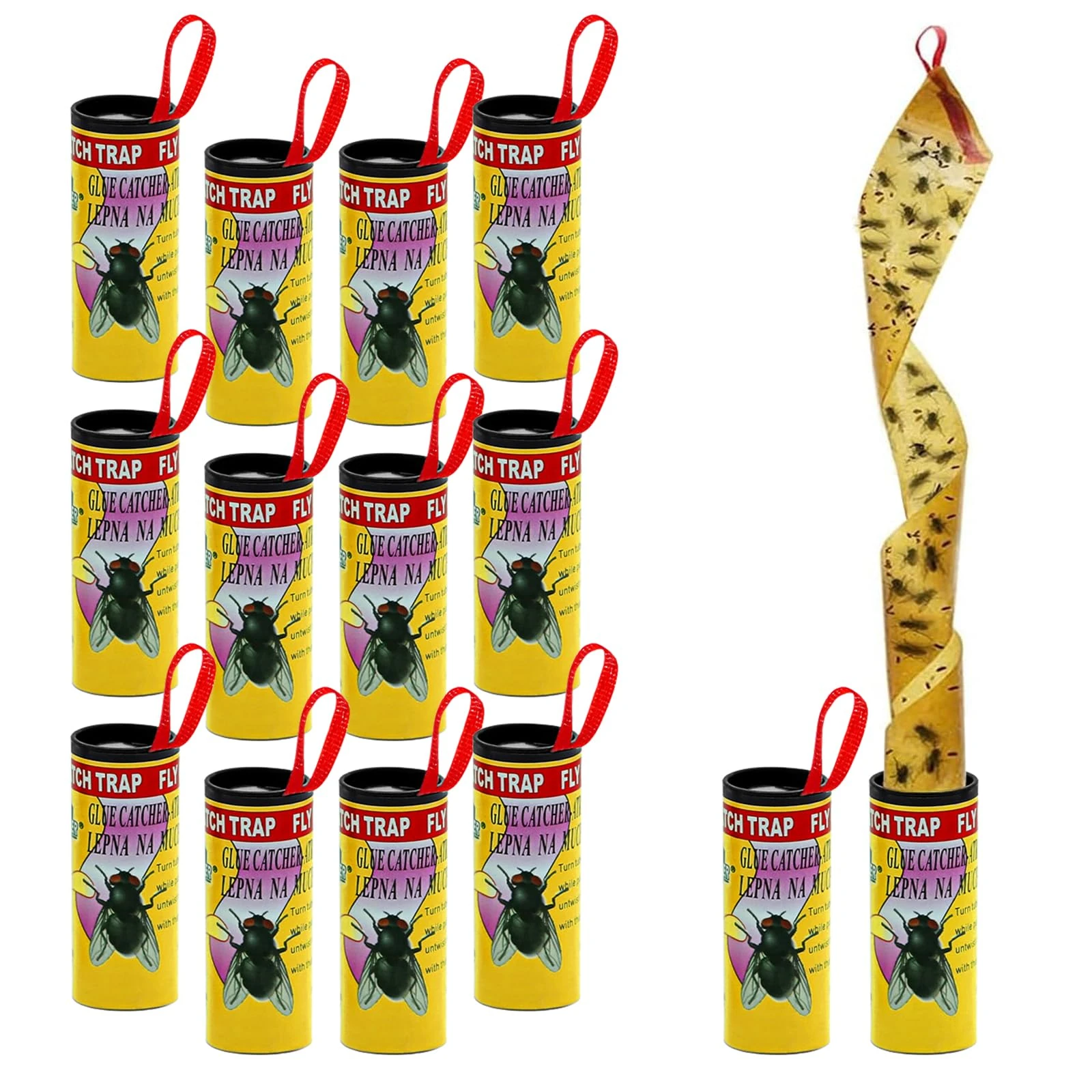 ASIRYVA 16 Pack Sticky Fly Catchers, Pesticide Free Fly Papers Strips for Indoors Outdoors Greenhouse Use