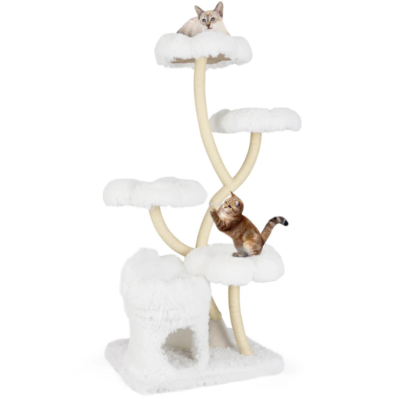 GYMAX Cat Tree, 153cm Multi-level Cat Tower with Condo, Scratching Posts
