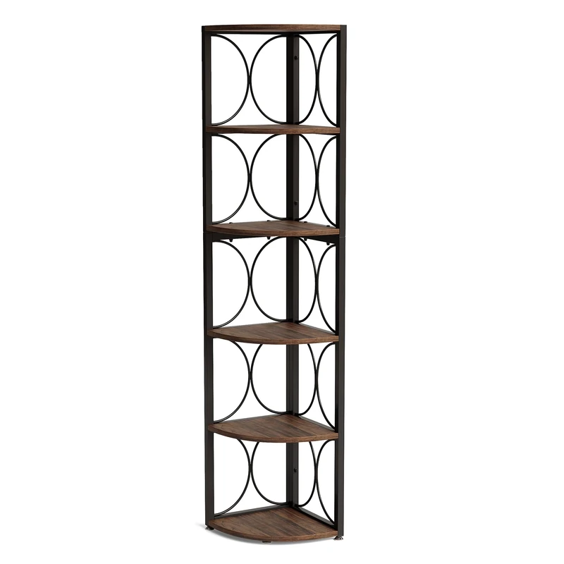 LITTLE TREE 66.9" Corner Shelf Stand, Ladder Etagere Display Bookshelf, 5-Tier Freestanding Shelves for Small Spaces, Living Room, Bedroom, Bathroom