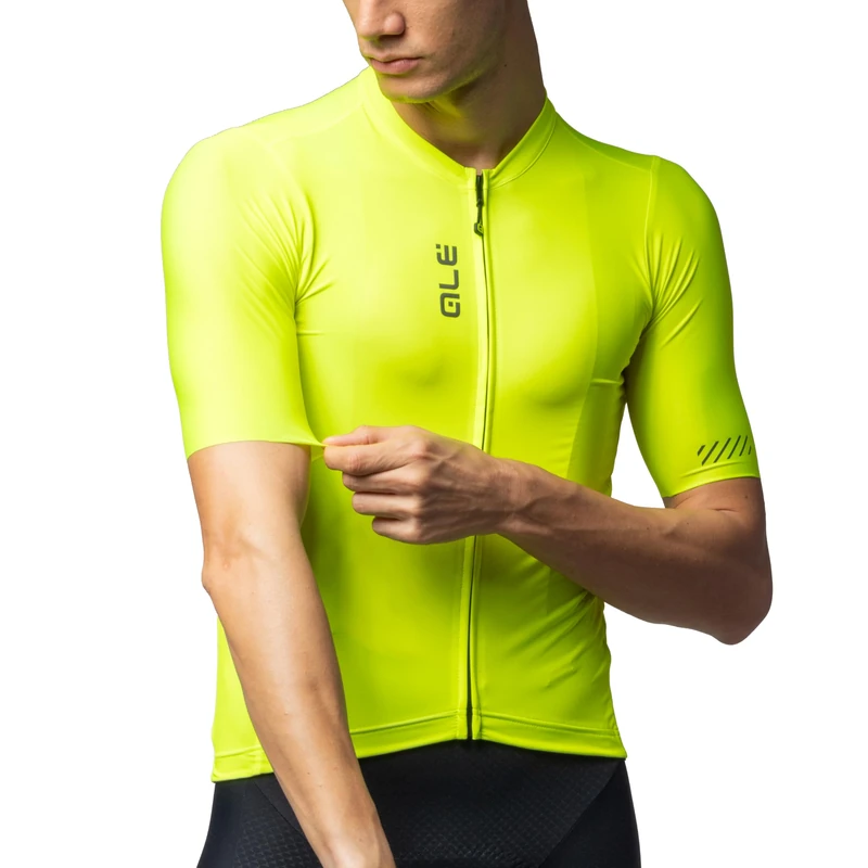 Alé Cycling Men's Pragma Colour Block Short Sleeve Cycling Jersey, Fluo Yellow, XL