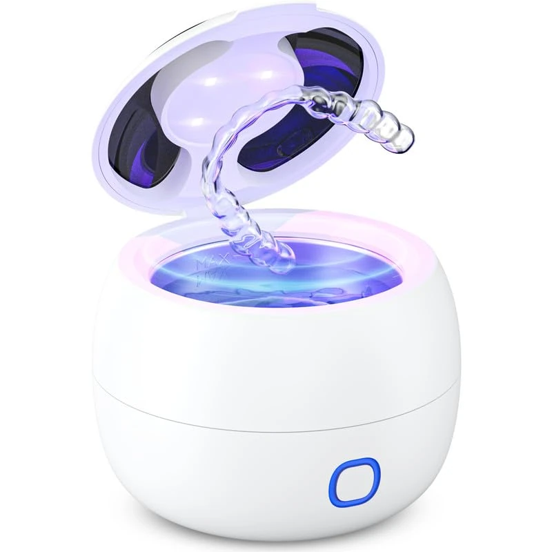 Ultrasonic Retainer Cleaner Machine | Clean Your dentures Easy&Quick Ultrasonic Cleaner Technology | Mouth Guard Cleaner | Night Guard Cleaner | Aligner Cleaner | Dentures Cleaner | Jewelry CleanerV03