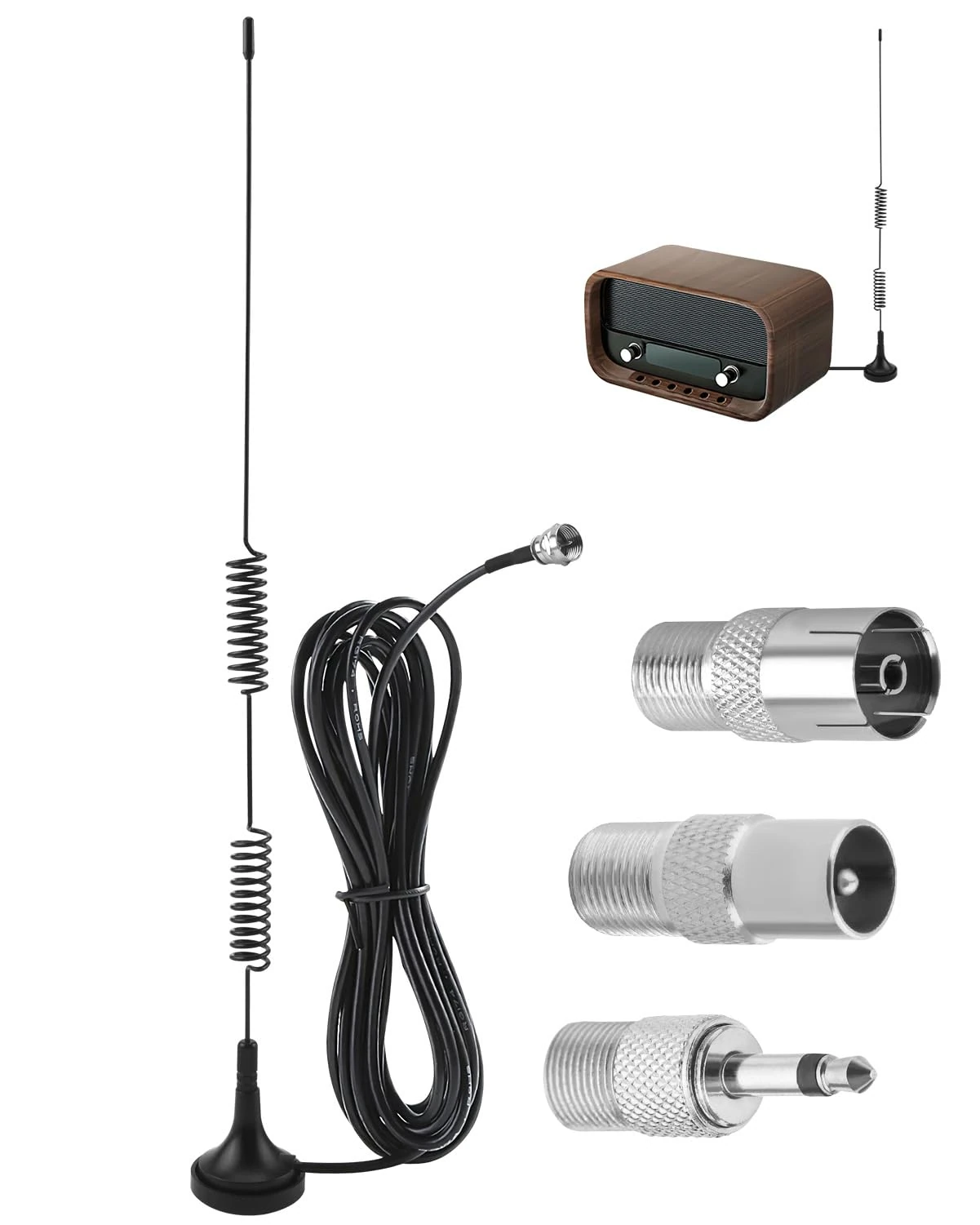 DAB Radio Aerial for HIFI System Indoor FM Radios Antenna with 3M Extension Cable Digital & Magnetic Base for 75 Ohm Tuner Stereo Amplifier TV AV Audio Vedio Home Cinema Systems Receiver