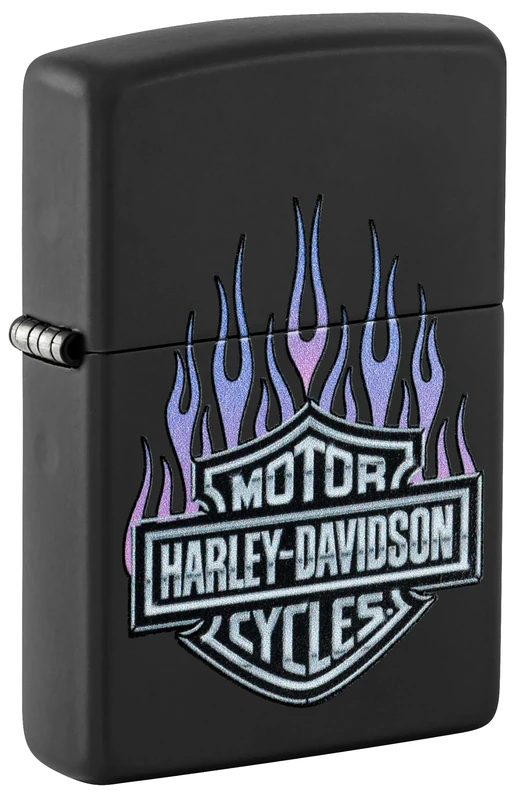 Zippo Windproof Lighter Metal - Harley-Davidson, Black Matte, Colour Image - Refillable - Reusable - Windproof Design - Gift Box - Made in USA - Image 1