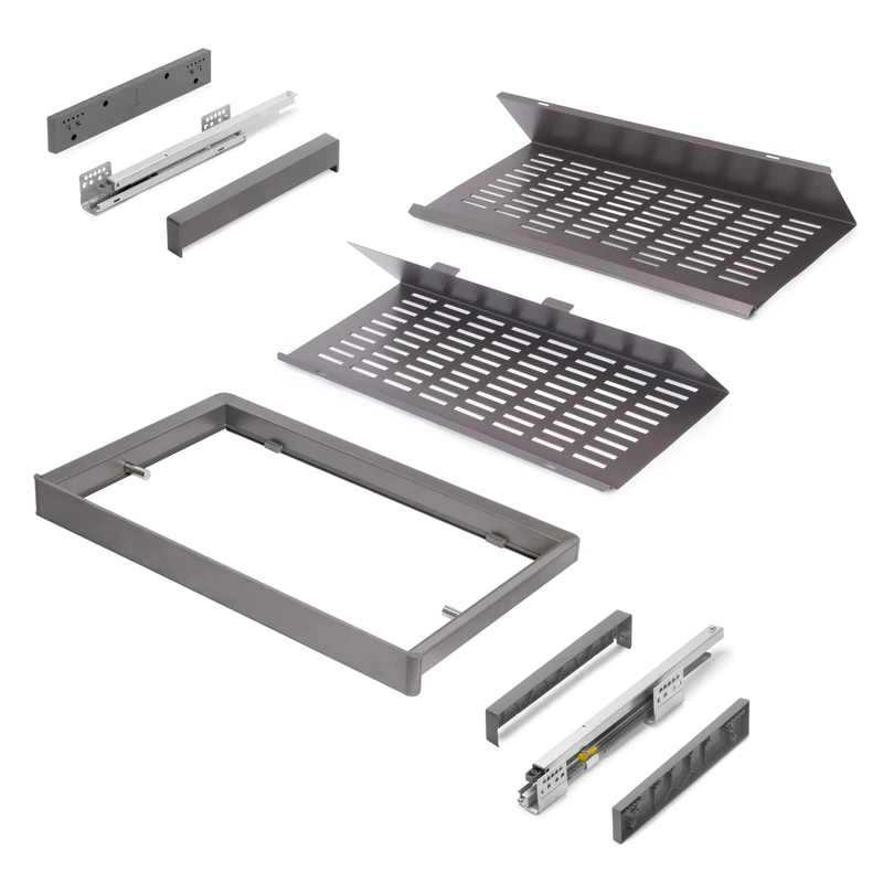 Emuca - Removable Shoe Drawer Kit for Quartz Cabinets, Adjustable, Module 700 mm, Steel, Aluminium and Plastic, Titanium