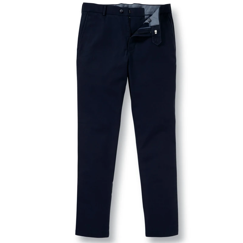 Charles Tyrwhitt Men's Chino Trousers - Ultimate Non-Iron Stretch Navy Chinos for Men - Slim Fit - Smart Casual Cotton Chinos for Work, Travel & Everyday Wear
