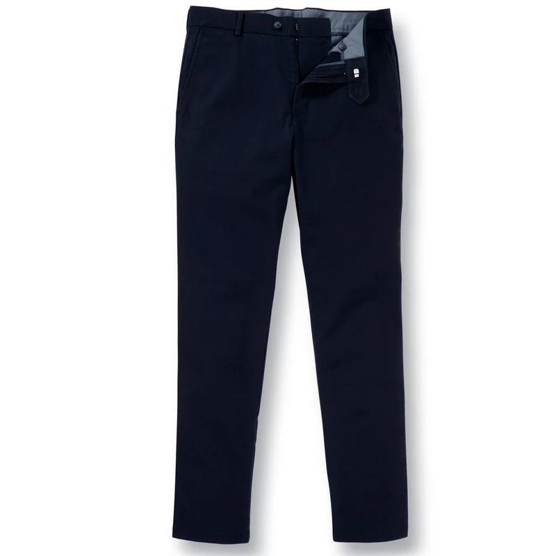 Charles Tyrwhitt Men's Chino Trousers - Ultimate Non-Iron Stretch Navy Chinos for Men - Slim Fit - Smart Casual Cotton Chinos for Work, Travel & Everyday Wear