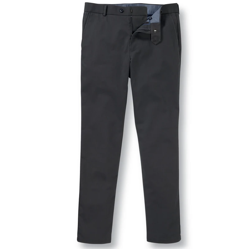 Charles Tyrwhitt Men's Chino Trousers - Ultimate Non-Iron Stretch Dark Grey Chinos for Men - Slim Fit - Smart Casual Cotton Chinos for Work, Travel & Everyday Wear