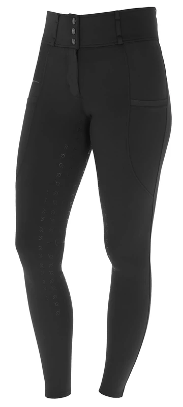 Covalliero Ladies High Waist Jodhpurs with Full Seat Mobile Phone Pocket Glitter Appliqué Black Size 14