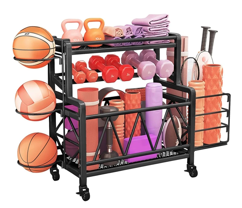 Dumbbell Rack with Wheels for Training Equipment Weight Support Yoga Equipment Mats Kettlebell Rack Gym Home Gym