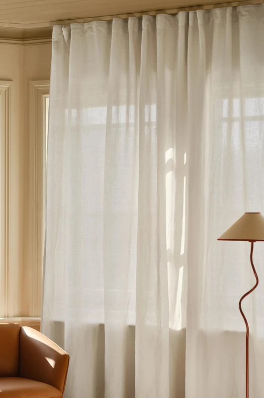 JOTEX LINA Linen-Mix Extra Wide 270 cm Multifunctional Curtain Semi-Transparent Linen and Cotton Curtain (Pack of 1) - Natural White, 270 x 300 cm