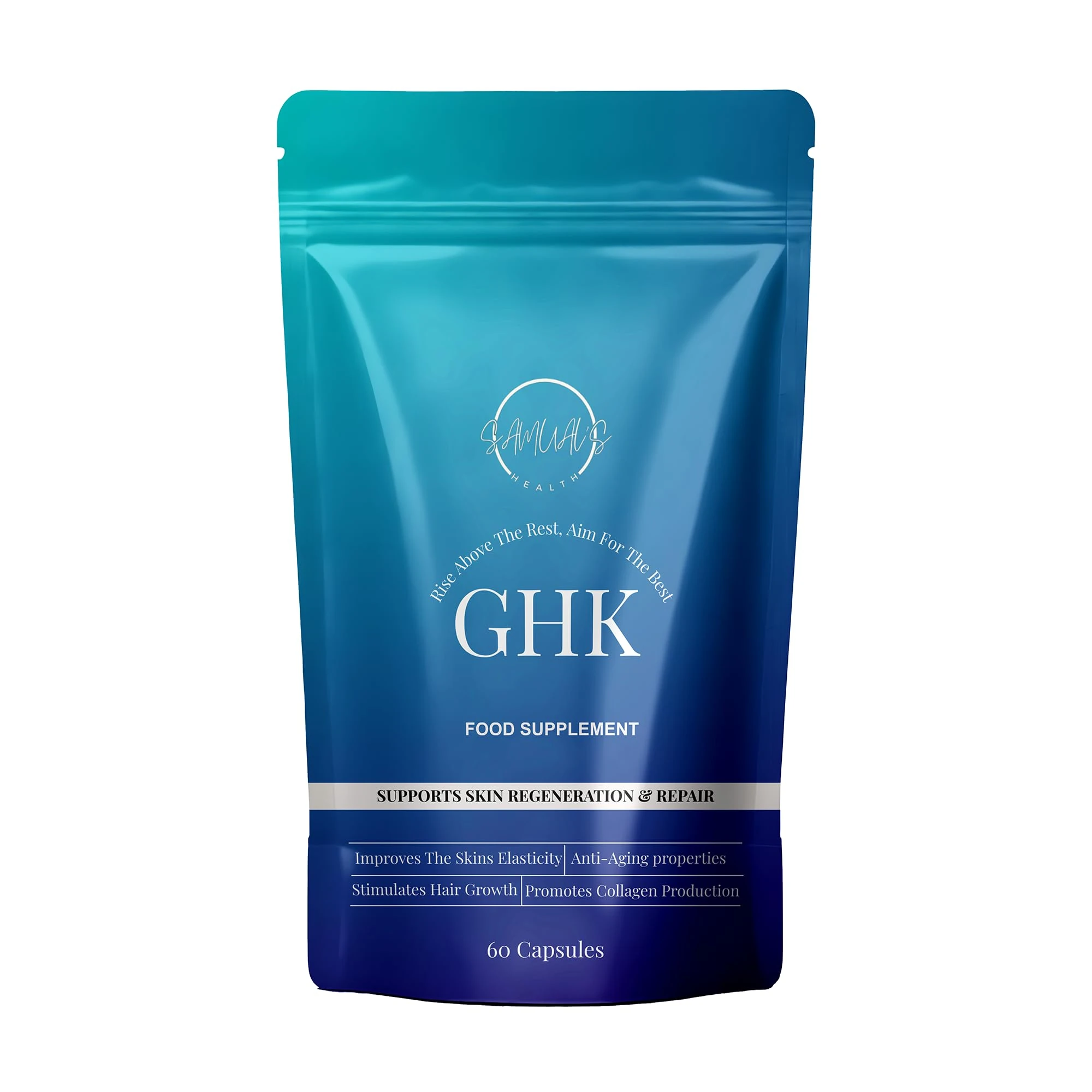 GHK-Cu Peptide Supplement – Copper Peptide Capsules for Hair, Skin & Nails – Cellular Health & Recovery Support – Samuals GHK CU Complex – 60 Capsules (Single Pack, 1500mcg)