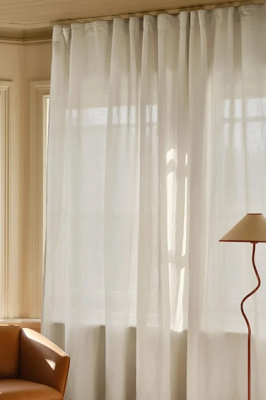 JOTEX LINA Linen-Mix Extra Wide 270 cm Multifunctional Curtain Semi-Transparent Linen and Cotton Curtain (Pack of 1) - Natural White, 270 x 250 cm