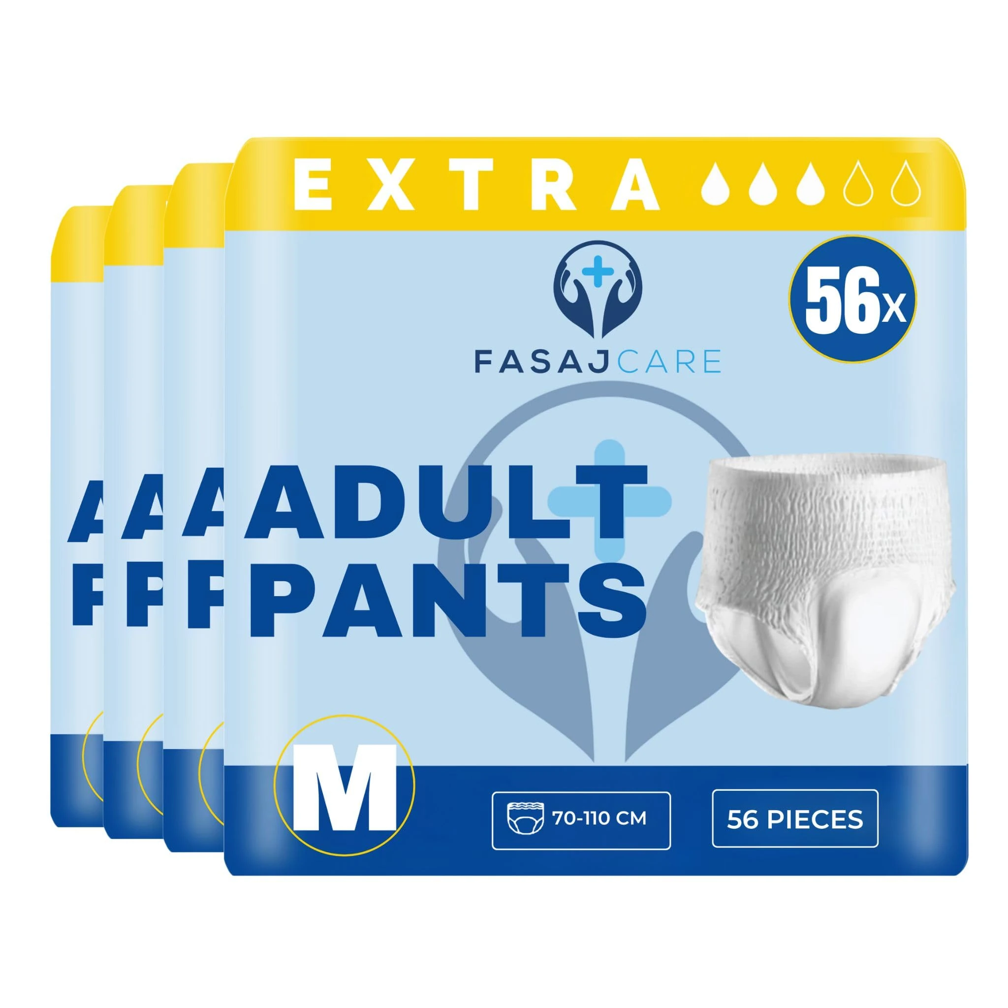 56 x Extra Incontinence Pants Women & Men | Adults Diapers | Ultra Absorption and Soft-Stretch Waistband | Adults Nappies | Waist Size Medium 70-110 cm | (4 Packs of 14) (Medium)