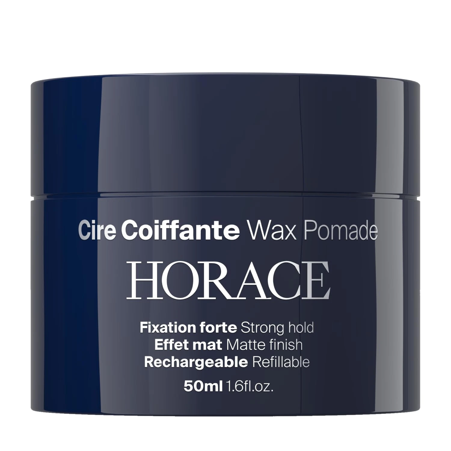 HORACE Hair Wax Pomade for Men – Strong & Long-Lasting Hold – Matte Finish – No Silicones or Mineral Oils – Woody Scent – Refillable, 50 ml