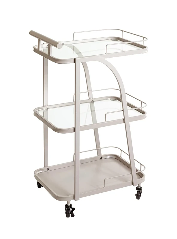 HAKU Möbel Serving Trolley, Grey (Cashmere Grey), Metal, Safety Glass 5 mm, Dimensions: W 35 x H 79 x D 45 cm, Style: Modern
