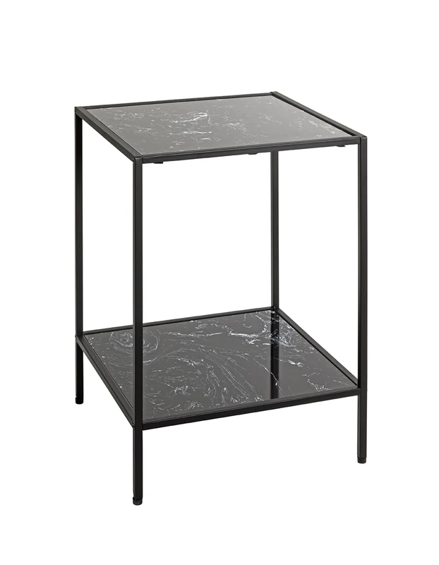 HAKU Möbel Art Deco Side Table Black Faux Marble Metal Dimensions W 40 x H 60 x D 40 cm