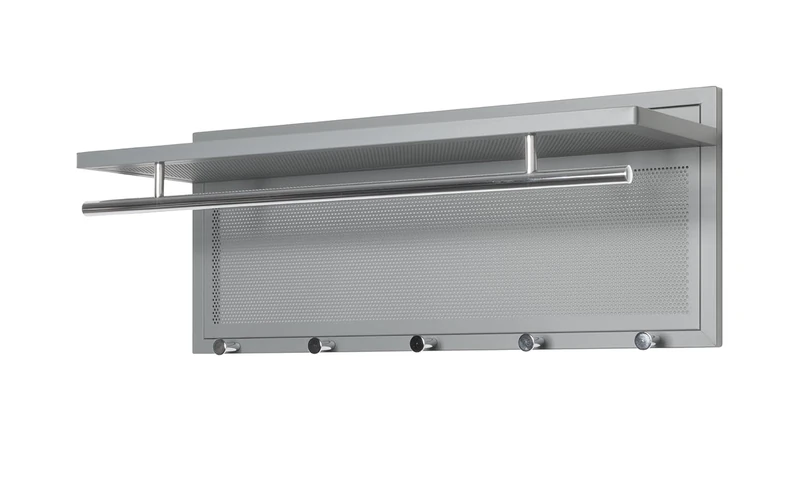 HAKU Möbel wardrobe, chrome, grey, metal - Dim.: W 75 x D 26 x H 30 cm, Style: Modern