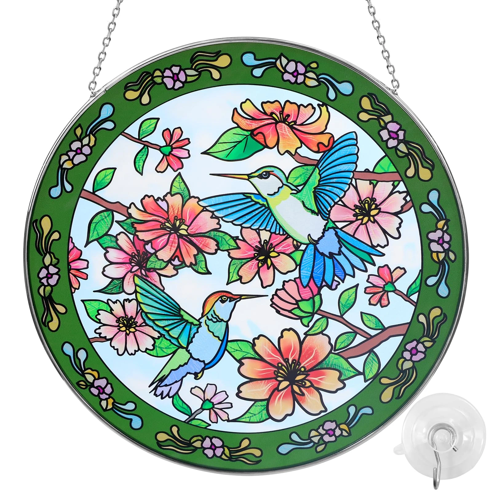 Stained Glass Suncatcher Hummingbird 8",Garden Hanging Ornaments Sun catchers for Windows,Hummingbird Gifts Hanging Ornaments for Christmas Mother's Day, Valentine's Day,Women's Gifts
