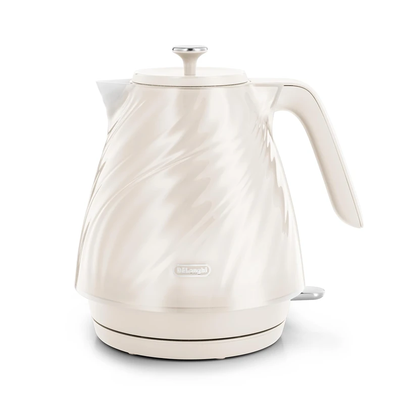 De’Longhi Ballerina Seta Electric Kettle - Fast Boil Cordless Kettle with 1.7L Capacity, 360° Swivel Base, Removable Anti-Scale Filter, Water Level Indicator, 3000W, Silk Cream (KBDS3001.CR)