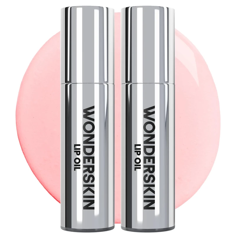Wonderskin Lip Rehab Serum Oil, 2 Pack - Tinted Lip Oil Stain, Hydrating, Moisturizing, and Non-Sticky Coral Pink Tint Serum for Dry Lips (Lover)