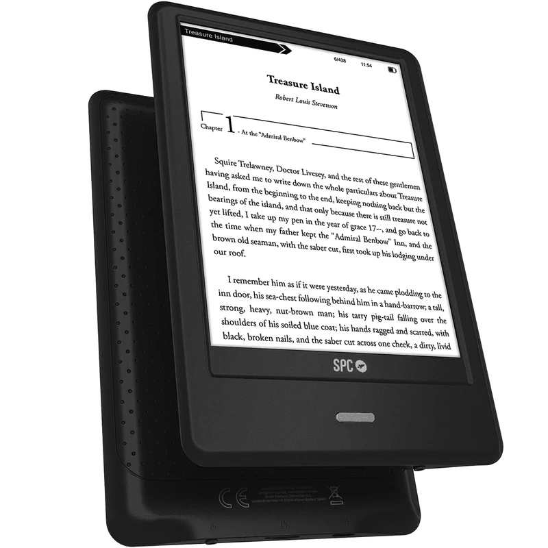 SPC Dickens Light 2 Pro – E-book with a 6-inch, touch, E-Ink screen | Adjustable brightness and colour temperature | 8GB for more than 8,000 books | 1 month autonomy | Light and thin | USB-C | Black