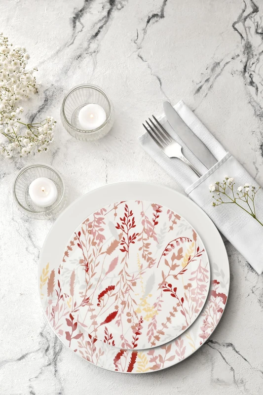 Delys Neoboudoir 545957 Dinner Set for 6 People 18 Pieces Porcelain Soup Plates Dessert Plates Country Decor