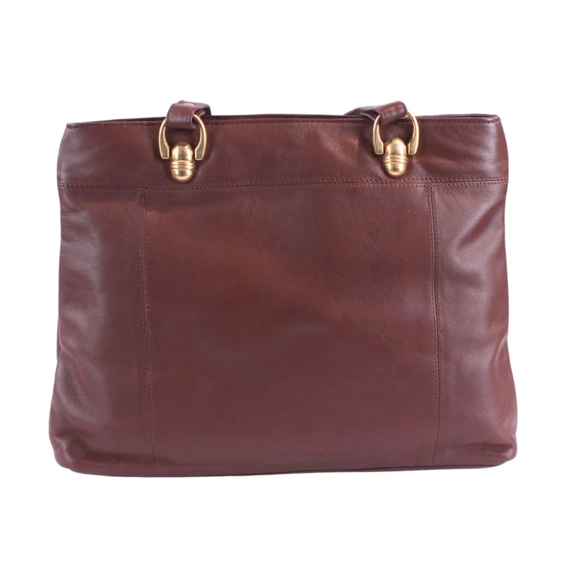 Luigi Genuine Leather Handbag for Women – Inner & Outer Pockets, Golden Zippers, Cotton Lining, Elegant & Spacious Design (Cognac)