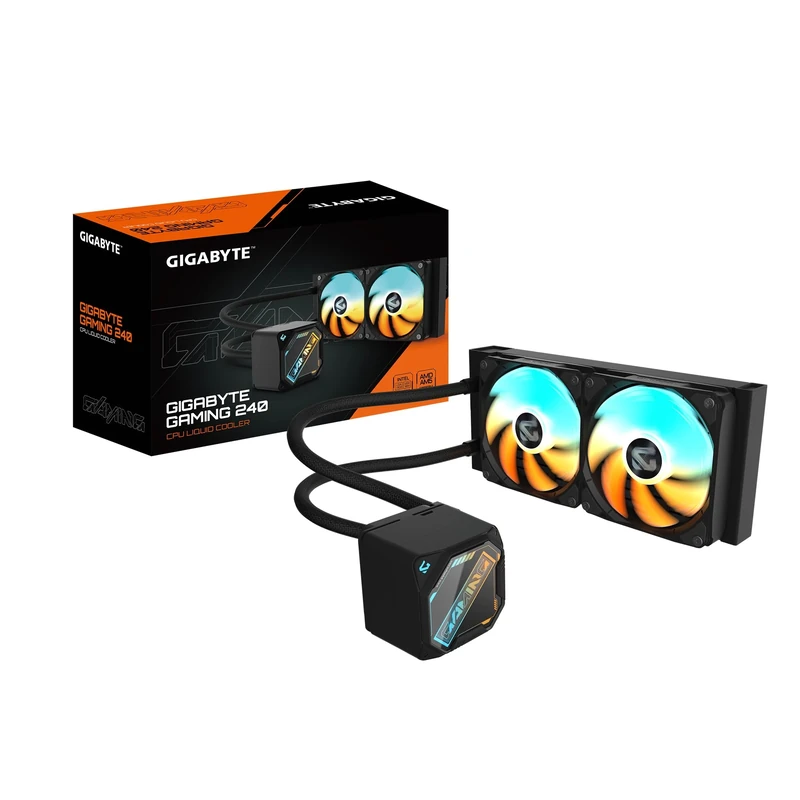 GIGABYTE GAMING 240 Liquid CPU Cooler- 2x120mm ARGB Fans, slide-in interlocking mechanism, DAISY-CHAIN, Intel LGA 1851 and AMD AM5 Compatible