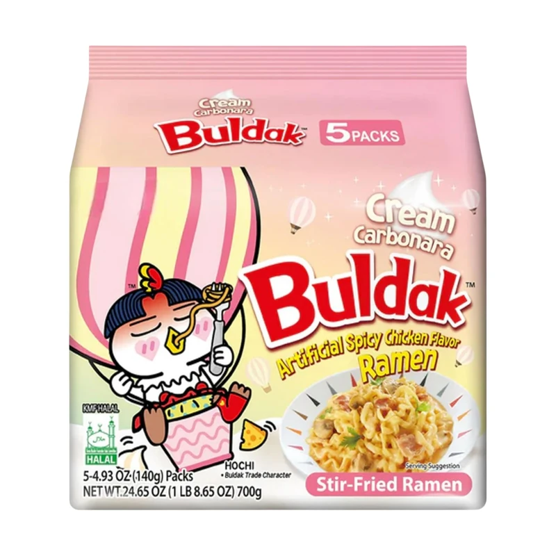 Buldak Cream Carbonara Hot Chicken Flavor Ramen 5x140g Halal Noodles