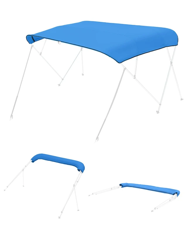 VEVOR 4 Bow Boat Bimini Tops, 600D Polyester Canopy, Waterproof & Sun Protection Boat Awning Canopy with Storage Bag Bimini Top Replacement 96"Lx(91"-96") W, Pacific Blue(Support Frame Not Included)