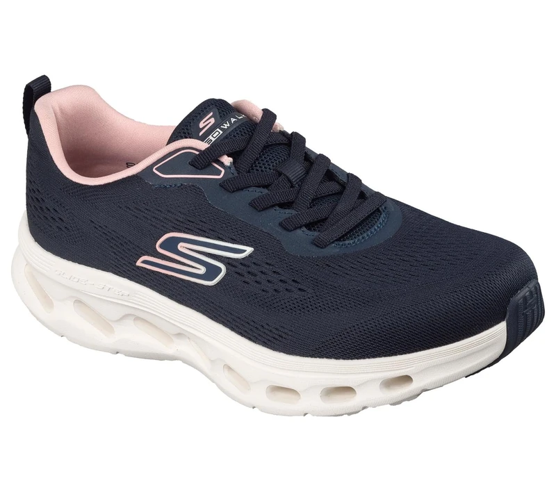 Skechers Women's Go Walk Glide-Step 2.0 Kristee Sneaker, Navy Textile/Pink Trim, 3 UK