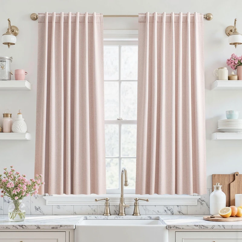 UHITECH 48 Inch Blackout Curtains for Small Window 2 Panels Set, Pink