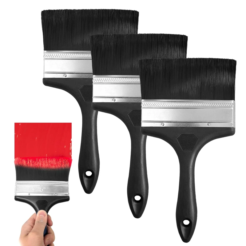 SOL 3 Pack 5 Inch Paint Brush Multipurpose Tool for Interior Decorating and Exterior Painting Fences Wallpaper Masonry Block Plastering Paste Wood Stain