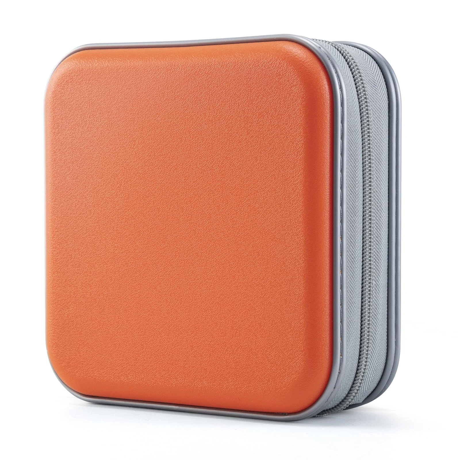 UENTIP CD Case,48 Capacity Hard Plastic Portable Travel DVD Case Protective Zipper CD Holder Car Storage Wallet Bag(Orange)